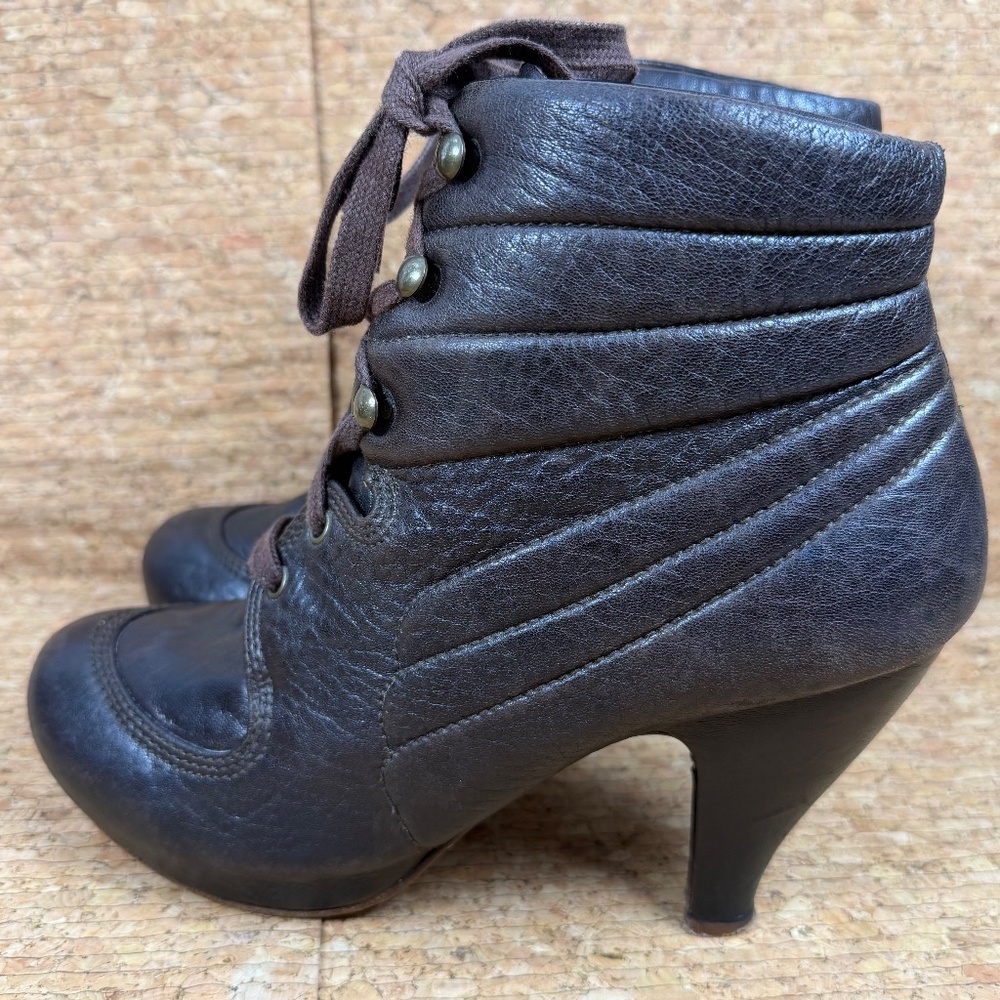 Chie Mihara Black Leather Lace-Up Ankle Boots Heeled EU 40 US 9.5 Shoes - Picture 5 of 16